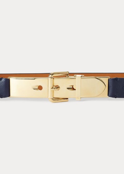 Cinturones Ralph Lauren Mujer Azul Marino - Calfskin Letter-Opener - EWOTV8756